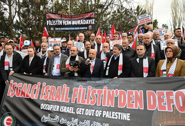 Mescid- Aksa ve Filistin halkna alaka saldran sraili bykelilik nnde protesto ettik