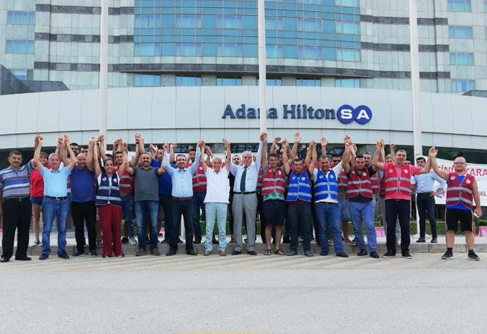 Adana Hilton-Sa alanlarnn balatt greve sendikamzdan destek
