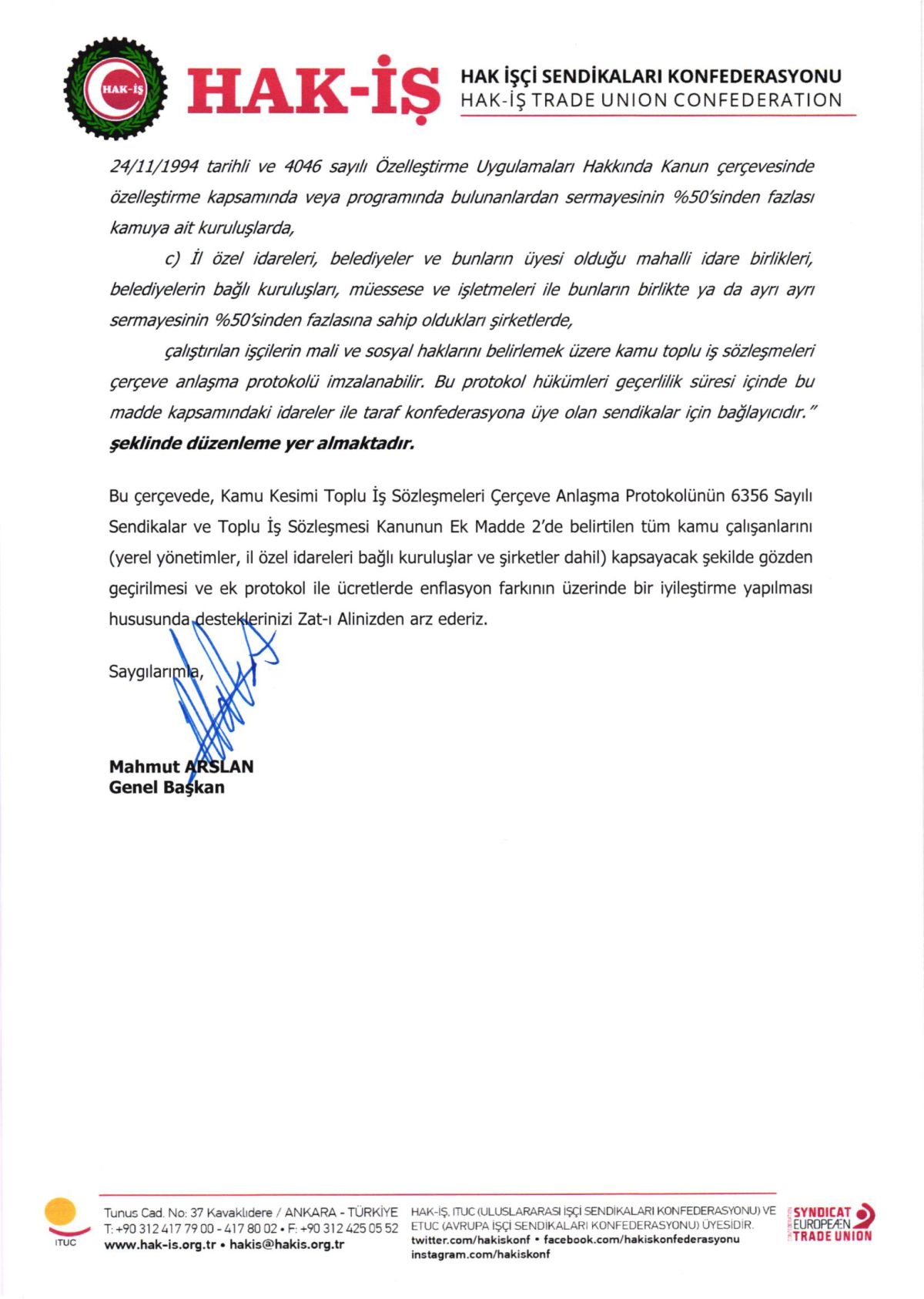 2023 Kamu Kesimi Toplu İş Sözleşmeleri Çerçeve Protokolünde Ek Protokol ile İyileştirme Talebimiz