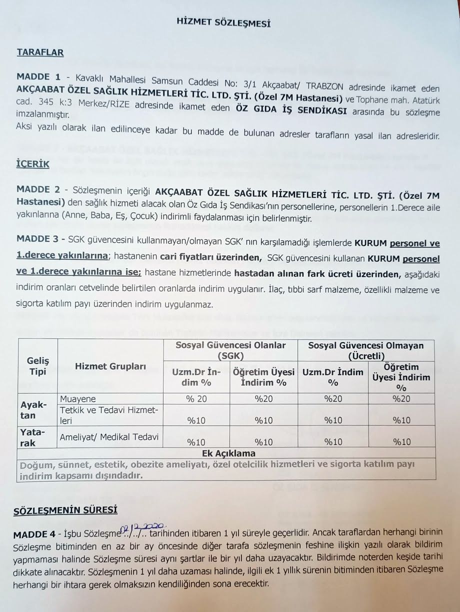 zel 7M Hastanesi ile indirim anlamas!