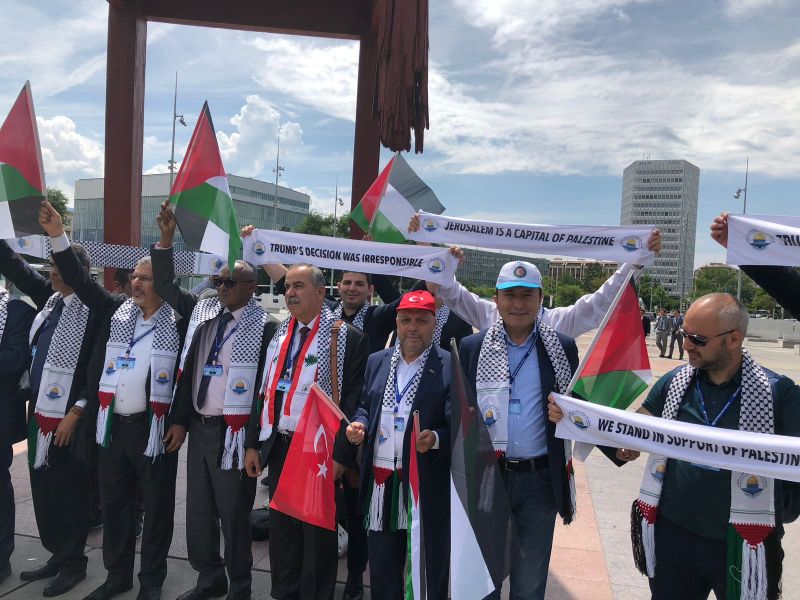 Genel Bakanmz Mehmet ahin, BM nnde israili protesto eylemine katld