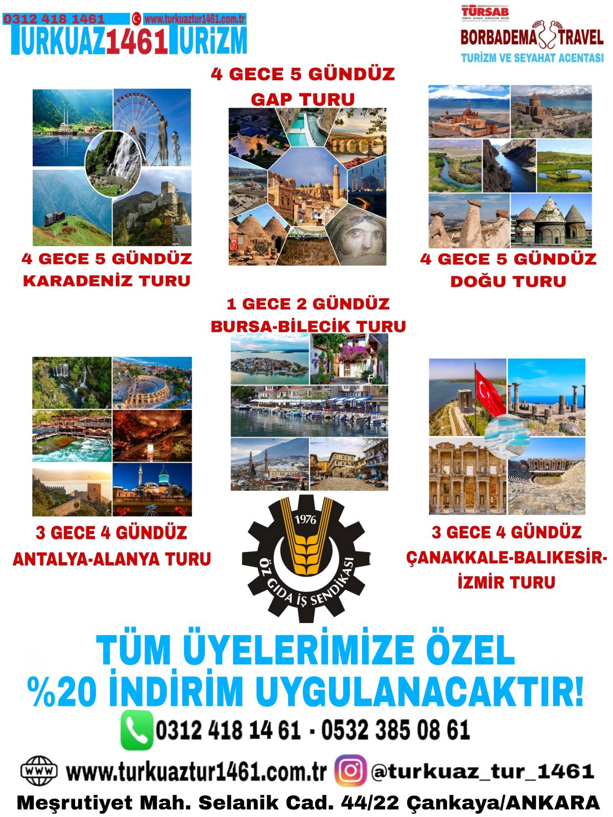 Sendikamz ile Turkuaz 1461 Turizm arasnda ndirim Anlamas